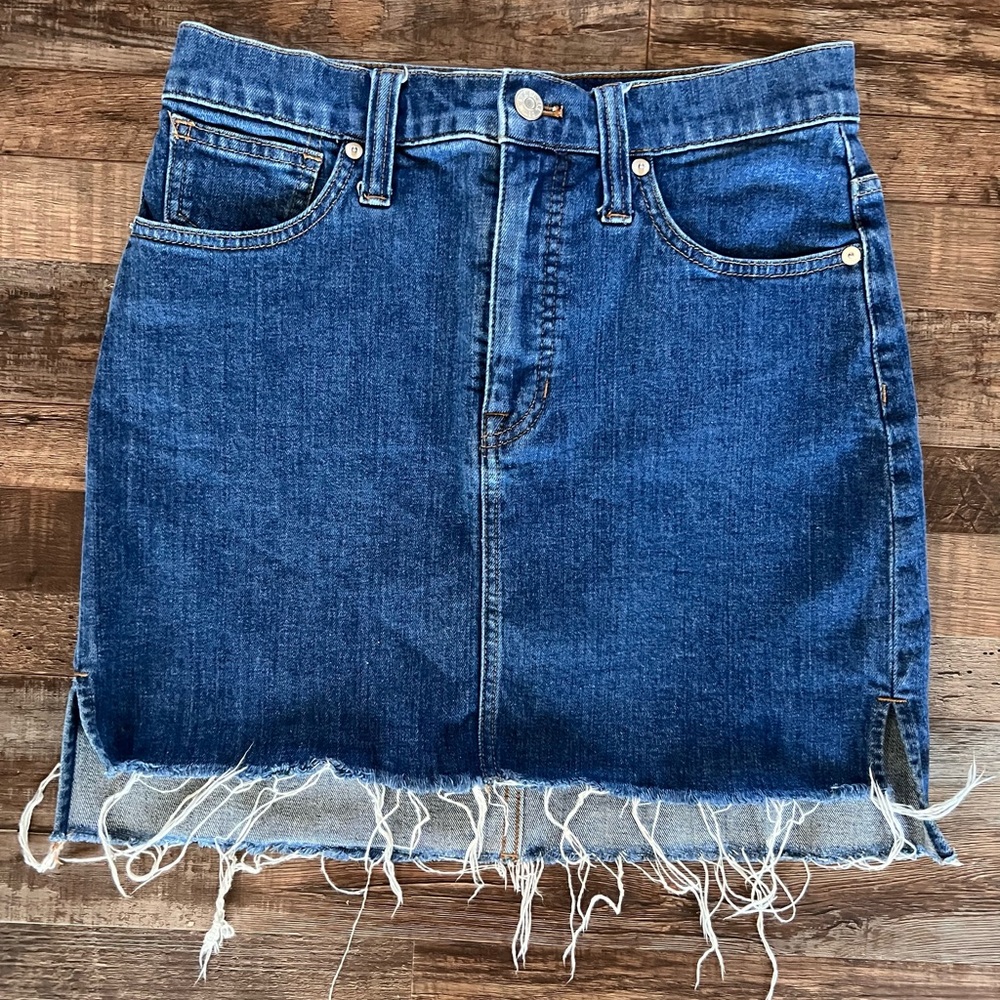 Womens Madewell Jean Mini Skirt Size 27 Stretch Front Shorter